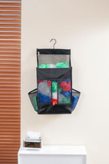 Hanging Plastic Grocery Bag Holder and Dispenser,Mesh over the Cabinet Door Organizer with Easy-Access Openings for Kitchen Towel,Bras,Laundry,Installation Free(Black, 21.7"H * 11.8"W * 5.9"D)