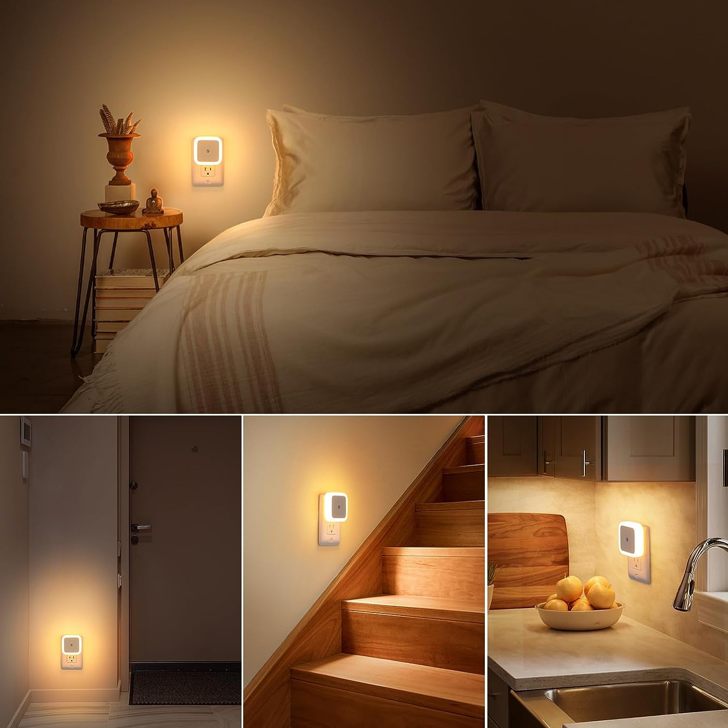 Night Light, Night Lights Plug into Wall 4-Pack, Nightlight Plug in Night Light, Dusk to Dawn Night Lamp Led Night Light for Kids Bedroom, Bathroom, Hallway Warm White