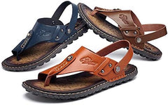 Mens Sandals Indoor and Outdoor Beach Flip Flop Casual Thong Leather Slip on Two Uses Athletic Slipper Soft