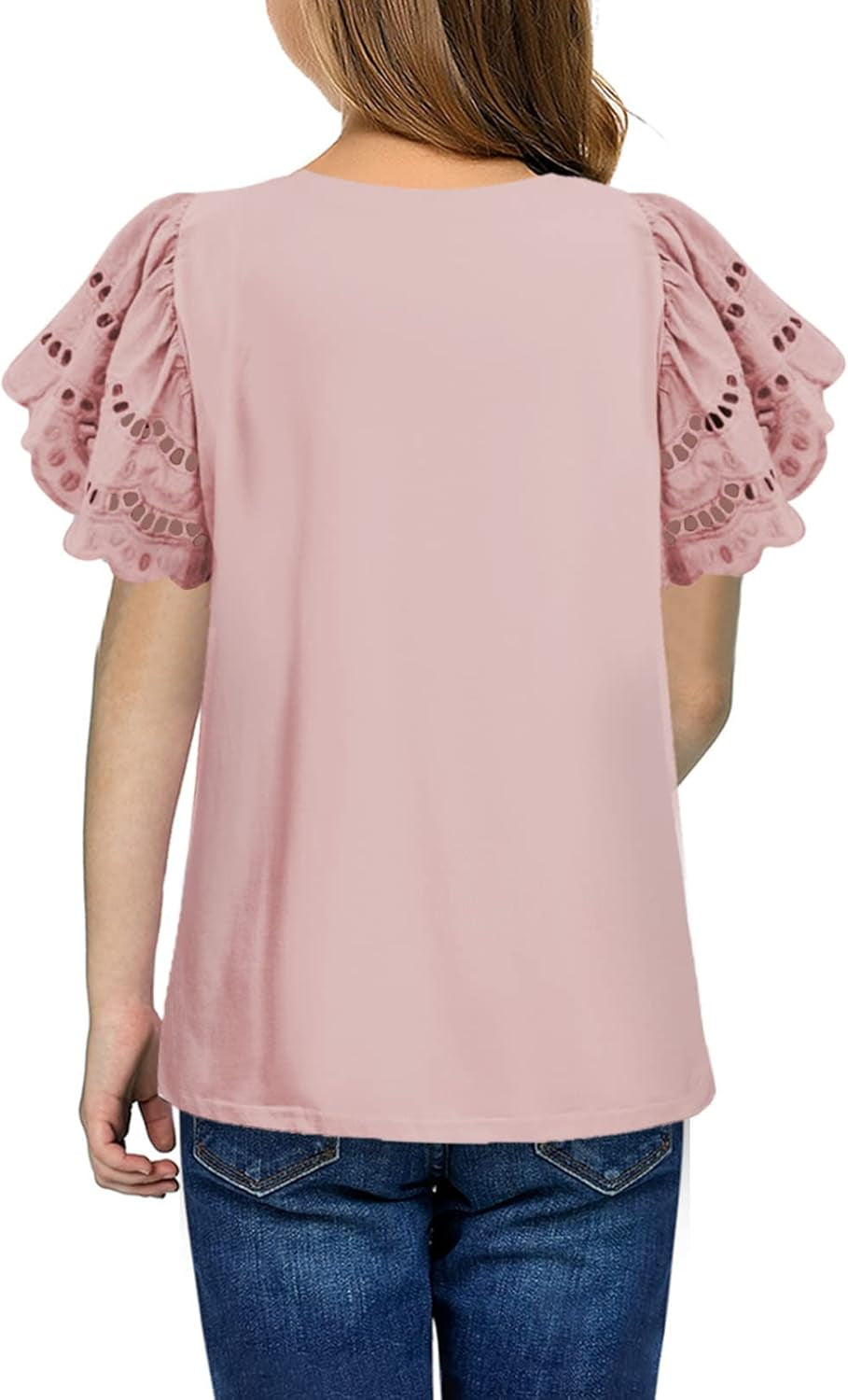 Girl Summer Shirt Solid Color Tops 4-13 Years