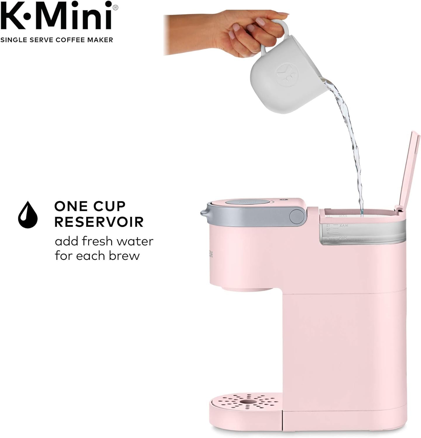 K-Mini Single Serve K-Cup Pod Coffee Maker, Dusty Rose, 6 to 12 Oz. Brew Sizes