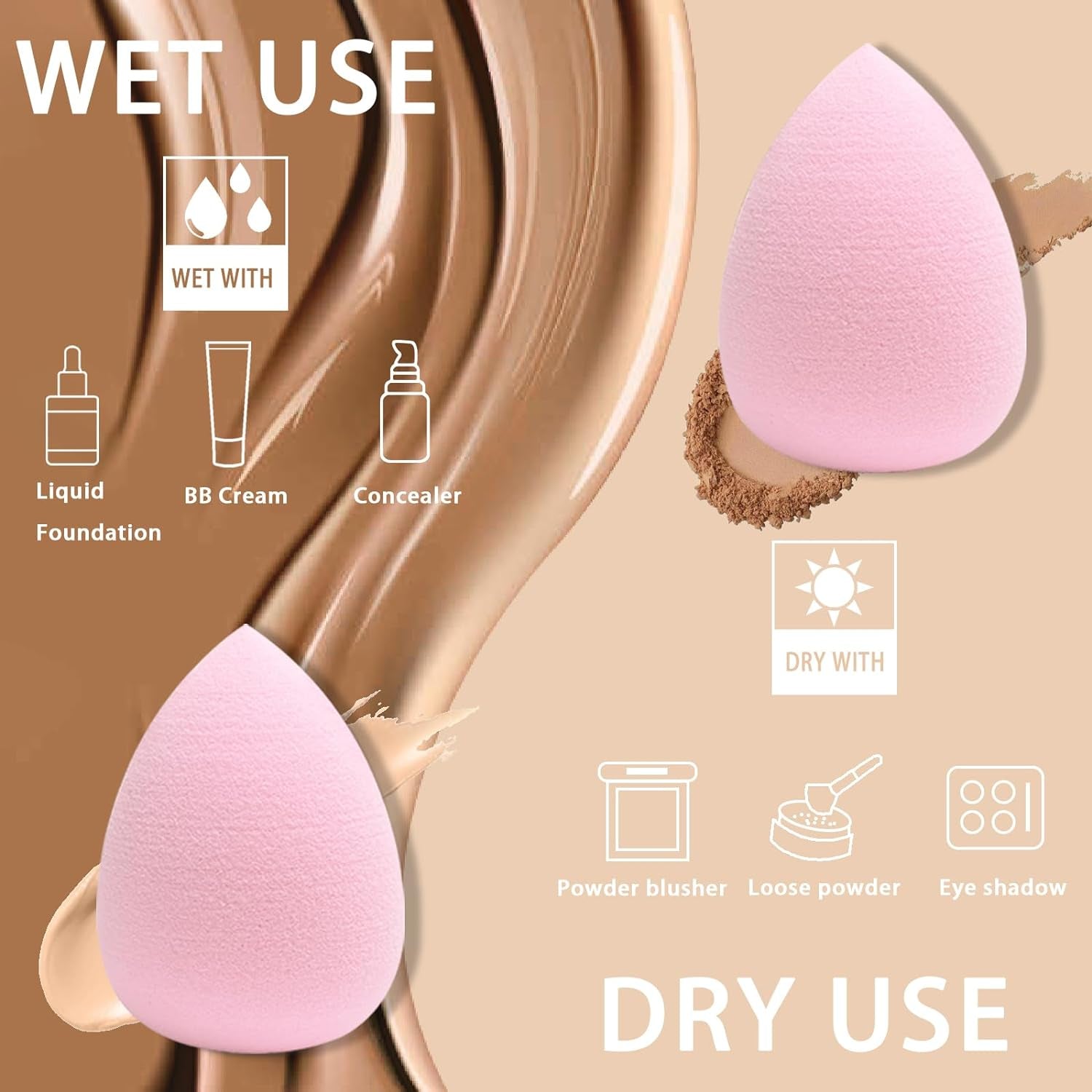 15 Pcs Beauty Blender Makeup Sponge Bulk:Blender Sponges 15 Pcs for Liquid, Cream, and Powder, Multi-Colored Pink Make up Sponges for Foundation