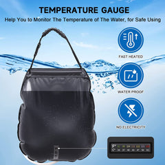 Solar Portable Shower Bag, 5 Gal/20L Solar Heating Camping Shower Bag with Removable Hose&On-Off Switchable Shower Head, Compact Camping Shower for Camping, Hiking, Traveling, Beach Swimming