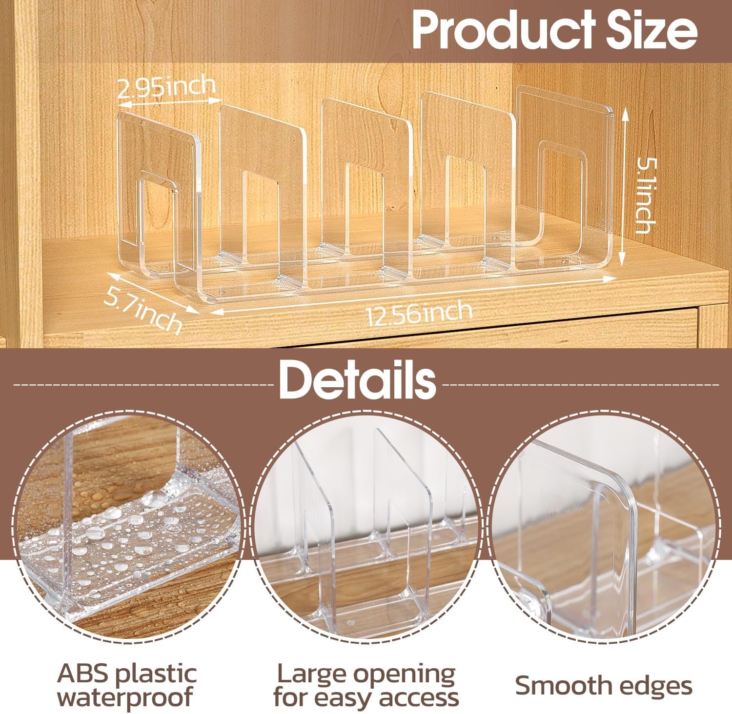 2Pcs Clear Plastic Purse Handbag Organizer 4 Sections Bag Closet Shelf Divider Purse Display Stand Handbag Storage Organizer Clear Desk File Sorter Stand Holder Bookshelf (2)