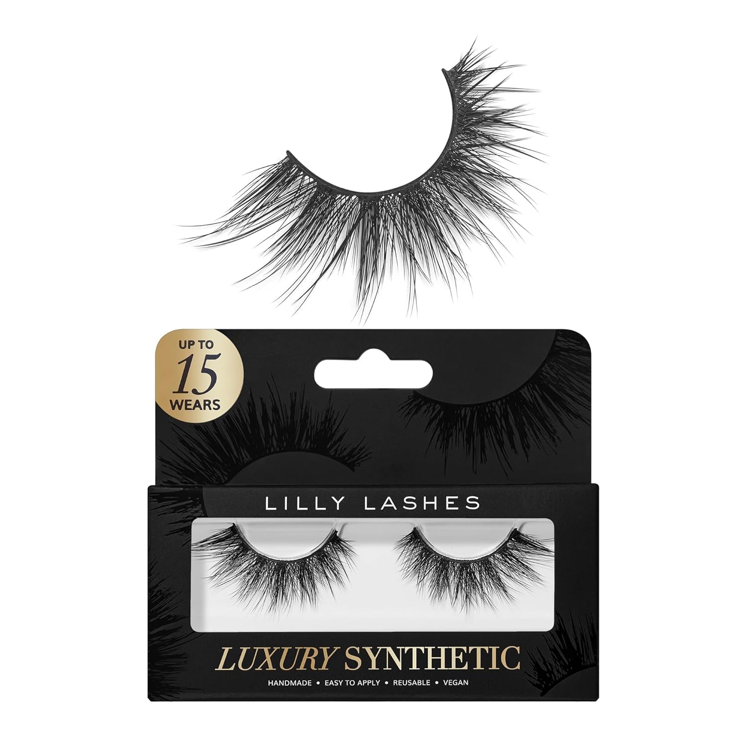 Luxury Synthetic False Eyelashes - Full Length Lash Extension 15Mm - Dramatic Look - Maximum Volume - Flare Shape - Reusable Fake Lashes 15X - Lash Glue Not Included (CA$H)