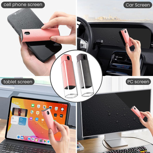 Touchscreen Screen Cleaner Kit 2 Pcs, Phone, Tablet and Car Screen Cleaner, Two in One Spray and Microfiber Cloth(Grey&Pink)