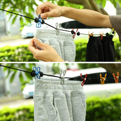 Retractable Portable Clothesline for Travel，Clothing Line with 12 Clothes Clips, for Indoor Laundry Drying Line,Outdoor Camping Accessories