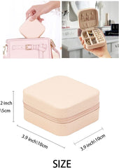 Travel Jewelry Case, Mini Portable Jewelry Travel Boxes, Small Jewelry Organizer for Rings, Earrings, Pendants, Watches, Necklaces, Lipsticks Organizer Storage Holder Case (Pink)