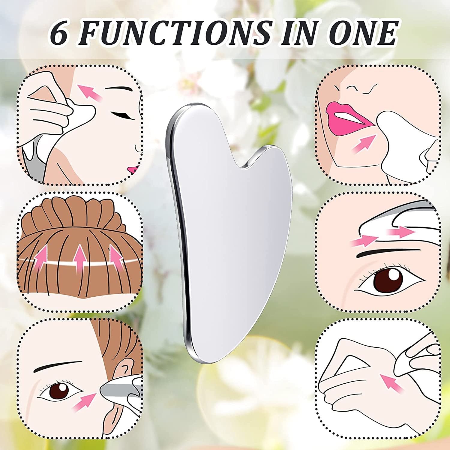 Stainless Steel Gua Sha Facial Tools ;Guasha Tool for Face Metal Gua Sha Tighten Skin Heart Massage Guasha Beauty Tool for Body、 Eyes、 Neck、 Massager with Travel Pouch (Heart Model)