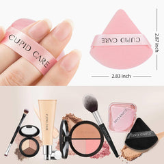 6 Pcs Triangle Powder Puff with 2 Travel Cases, Setting Powder Puffs for Face Powder and Foundation, Velour Makeup Puff for Loose Powder Body Powder, Skin-Friendly, Beauty Makeup Tools