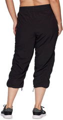 Women'S plus Size Woven Lightweight Drawstring Capri Pant, Jet Black, XL