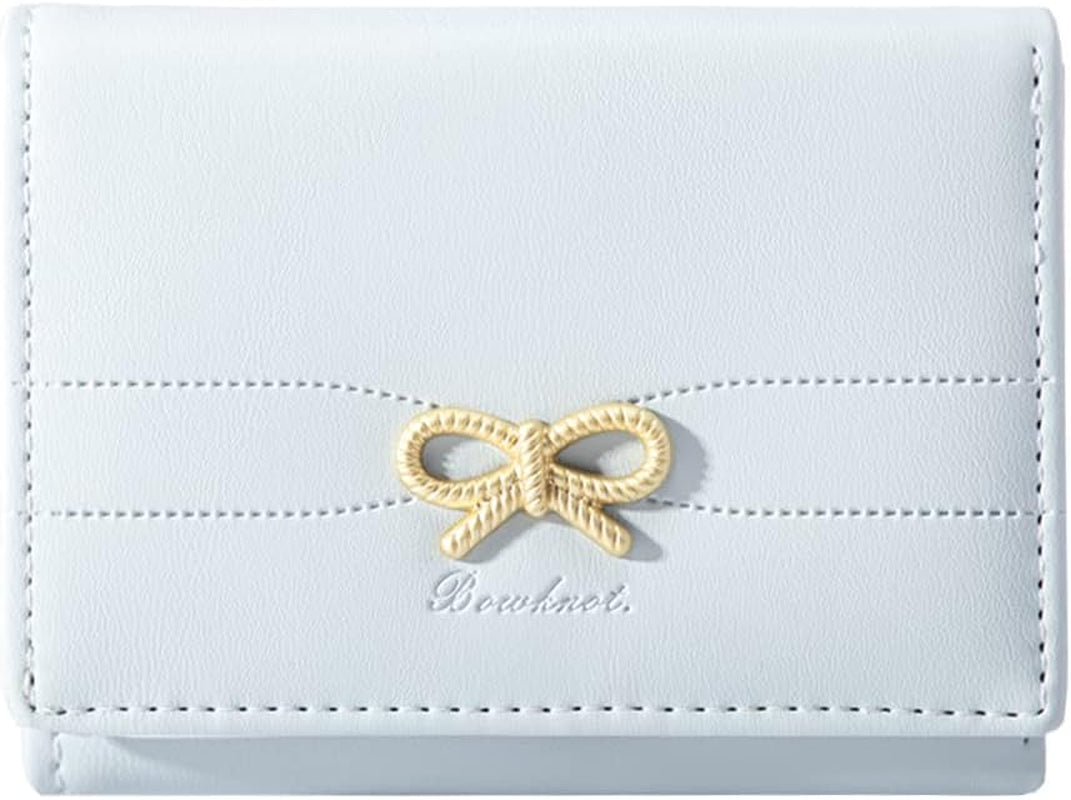 Wallets Girls Cute Coquette Bow Small Wallet Aesthetic Card Holder ID Window Purse for Women, BLUE, Coquette