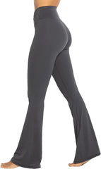 Flare Leggings, Crossover Yoga Pants with Tummy Control, High-Waisted and Wide Leg