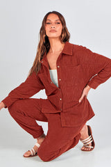 Women'S 2 Piece Outfits Casual Corduroy Long Sleeve Button down Jacket and Pants Tracksuit with Pockets