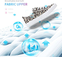 Women'S Play Fashion Sneaker White Color Washed and Leopard Canvas Slip on Shoes