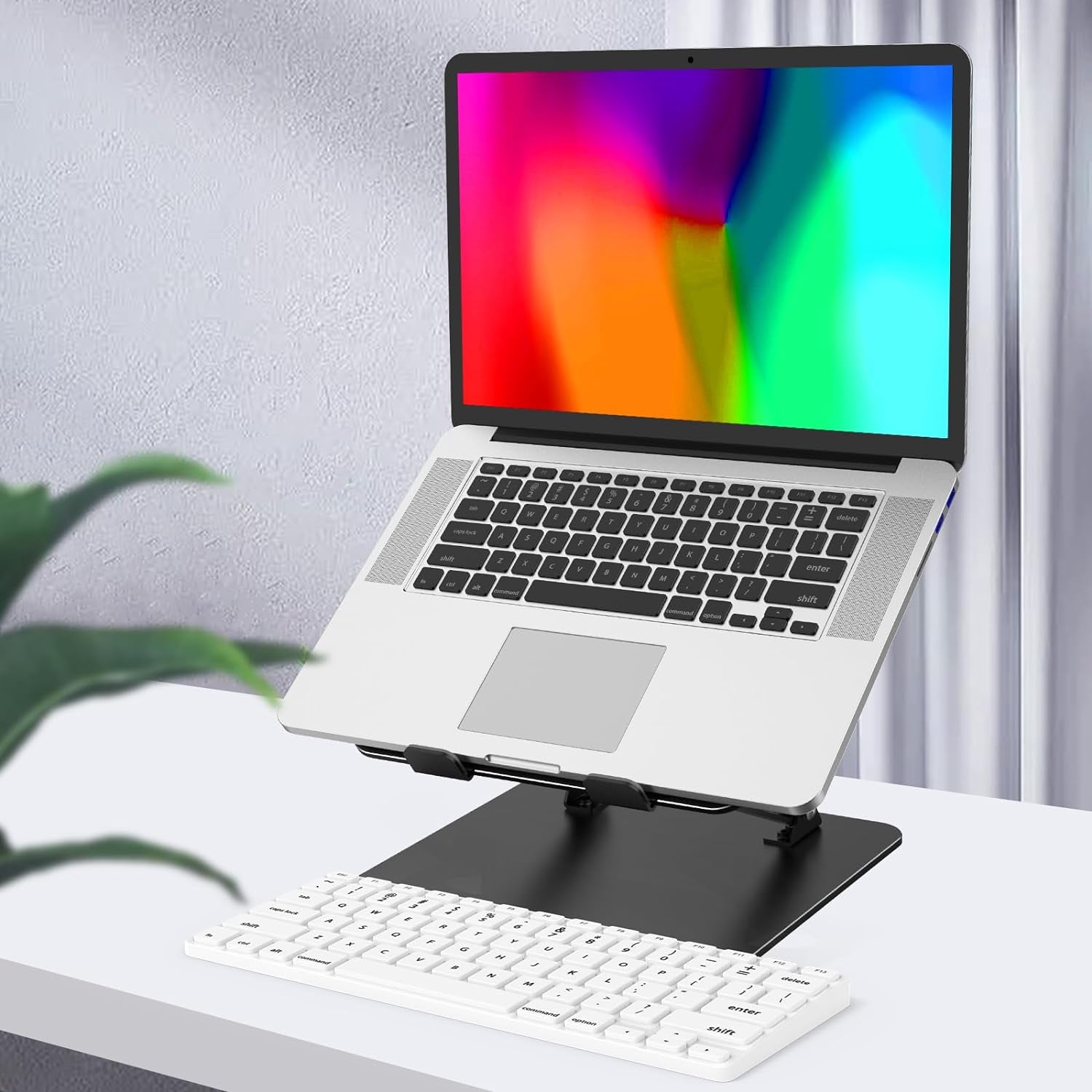 Adjustable Laptop Stand for Desk, Metal Foldable Laptop Riser, Portable Laptop Holder Mount, Ventilated Cooling Computer Notebook Stand Compatible with 10-15.6” Laptops