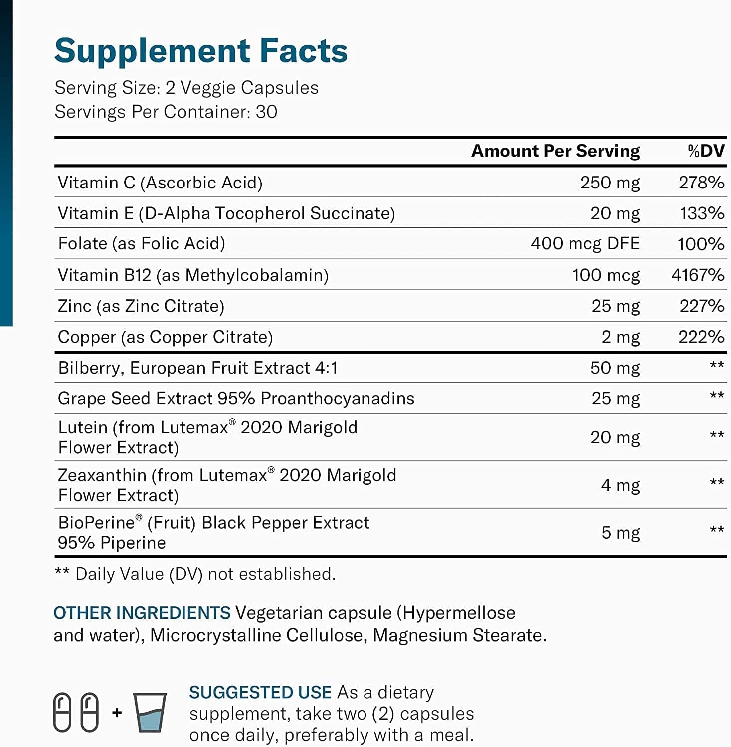 Areds 2 Eye Vitamins (Clinically Proven Lutemax 2020) Lutein, Zeaxanthin and Bilberry Supplement, Supports Eye Strain, Dry Eye and Vision Health, 2 Award Winning Eye Ingredients