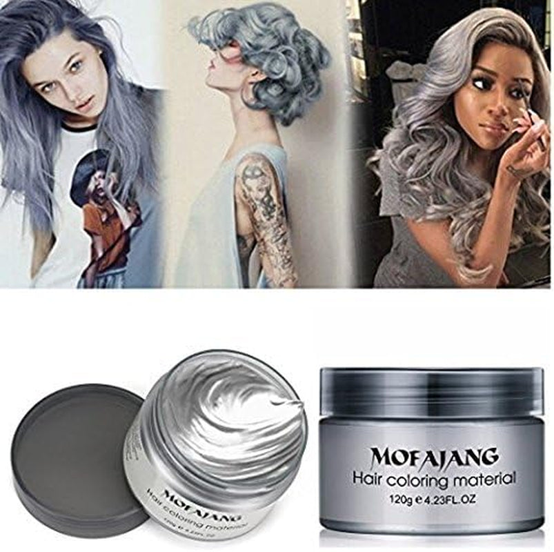 Temporary Silver Gray Hair Wax Pomade for People, Luxury Coloring Mud Grey Hair Dye,Washable Treatment with All Day Hold. Non-Greasy Matte Hairstyle Ash for Party, Cosplay