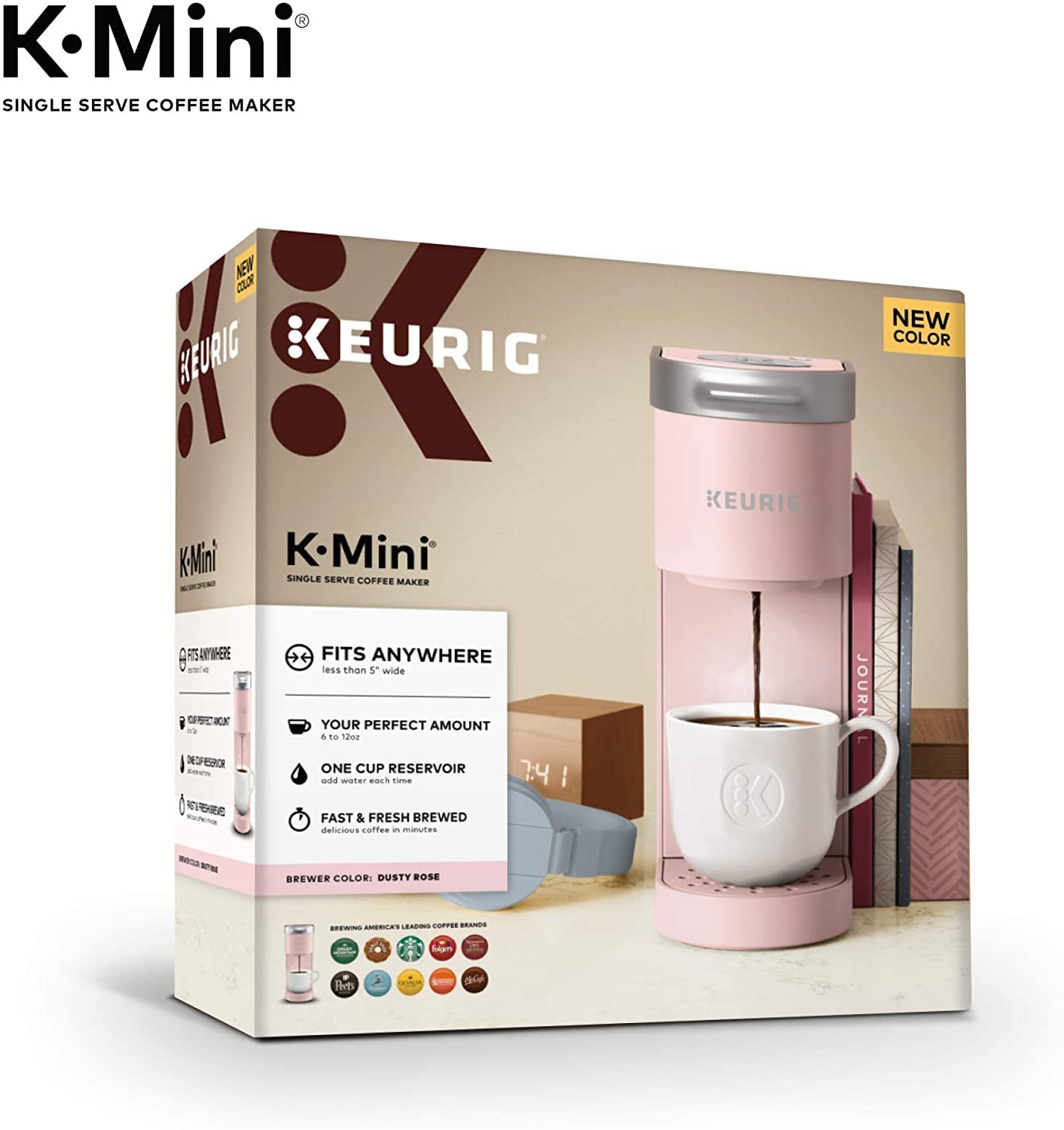 K-Mini Single Serve K-Cup Pod Coffee Maker, Dusty Rose, 6 to 12 Oz. Brew Sizes