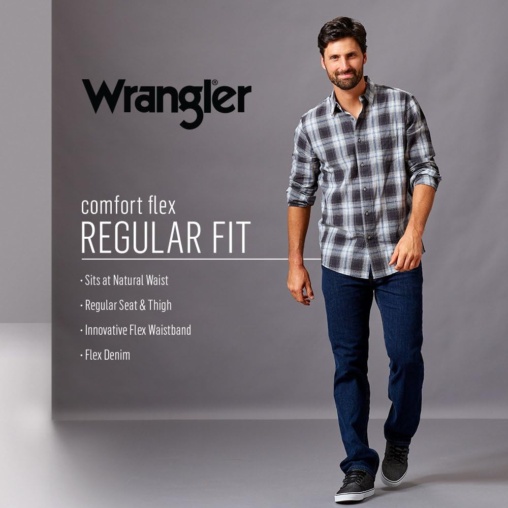 Wrangler Men'S Comfort Flex Waist Jeans, Dark Stonewash, 38W X 32L US