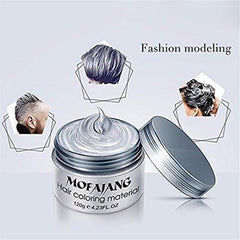 Temporary Silver Gray Hair Wax Pomade for People, Luxury Coloring Mud Grey Hair Dye,Washable Treatment with All Day Hold. Non-Greasy Matte Hairstyle Ash for Party, Cosplay