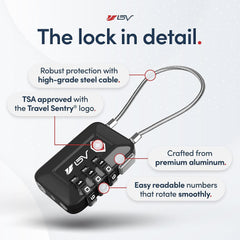 TSA Approved Luggage Travel Lock, Set-Your-Own Combination Lock for School Gym Locker, Luggage Suitcase Baggage Locks, Filing Cabinets, Toolbox, Case (Black, 2 Pack)