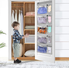 Weekly Kids Clothes Organizer Day of Week School Clothing Storage Monday to Friday Hanging Closet Organizer (Grey)