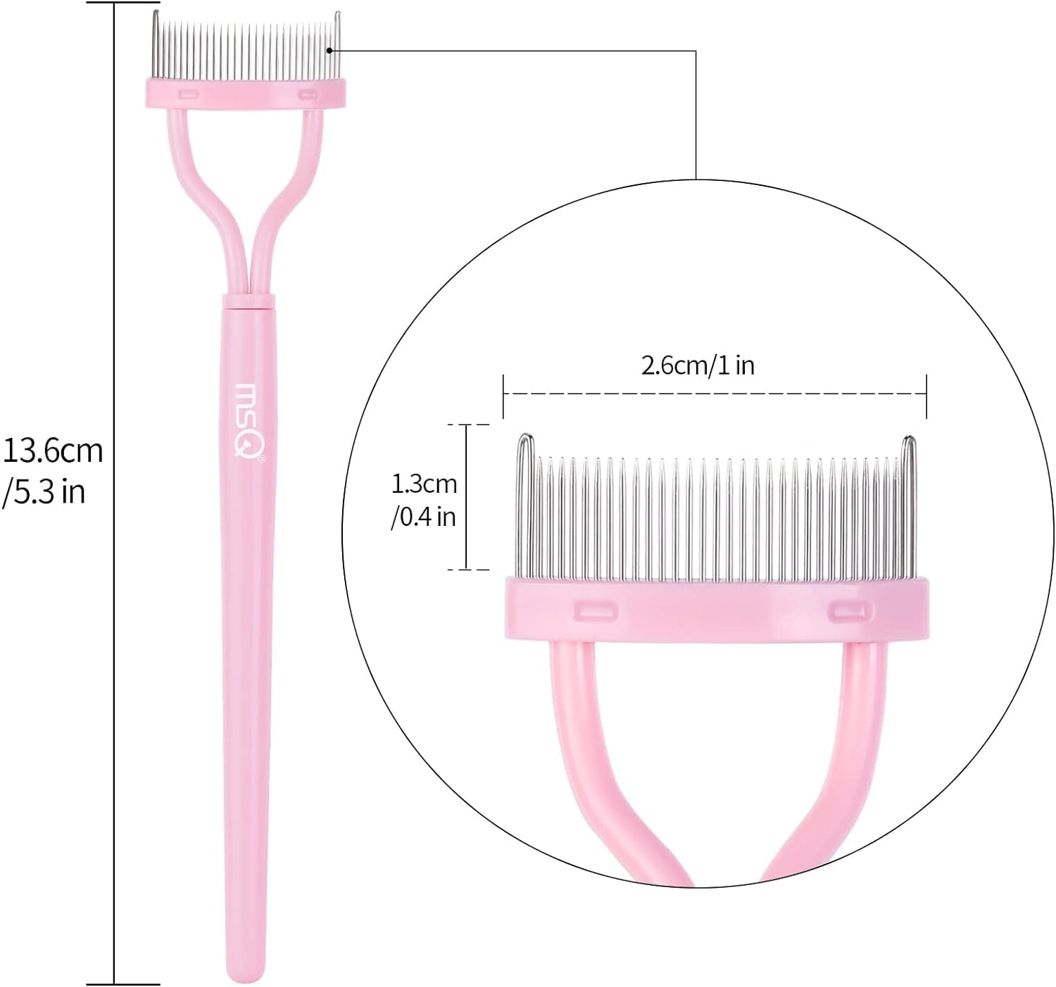 Eyelash Comb Separator  Eyelash Eyebrow Brush Mascara Brush and Comb Lash Separator with Comb Cover Arc Designed Cosmetic Brushes Tool Pink (1PCS)