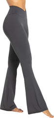 Flare Leggings, Crossover Yoga Pants with Tummy Control, High-Waisted and Wide Leg