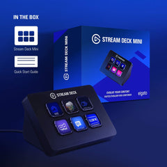 Stream Deck Mini – Compact Studio Controller, 6 Macro Keys, Trigger Actions in Apps and Software like OBS, Twitch, Youtube and More, Works with Mac and PC Black 10GAI9901