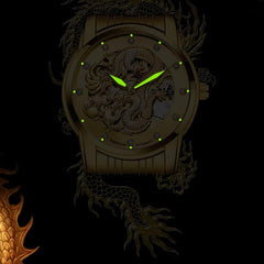 Men Boy Luxury Gold Dragon Carved Dial Diamond Automatic Skeleton Mechanical Watch Casual Waterproof Sport Wristwatch