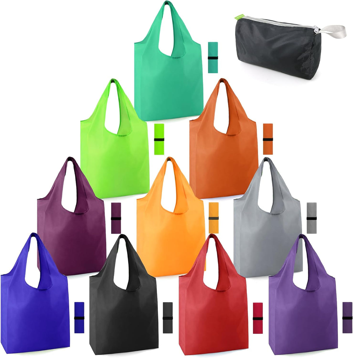 Rolled up Grocery Bags Reusable Shopping Bags Foldable for Groceries