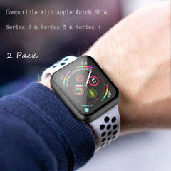 2 Pack Hard PC Case with Tempered Glass Screen Protector Compatible with Apple Watch Series 6 SE Series 5 Series 4 44Mm, Black