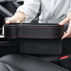 New Car Seat Gap Filler Organizer between Front Seat Car Organizer and Storage Box, Auto Premium PU Leather Console with Cup Holder, Car Pocket for Interior Essentials(Left)