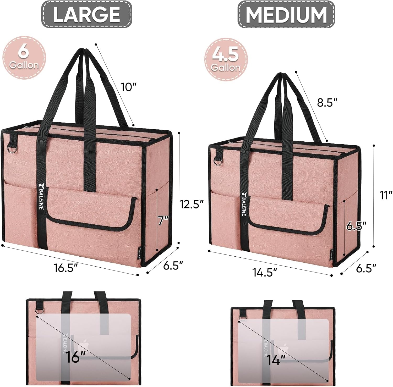 Large Utility Tote Bag with Reinforced Bottom, Multi Pockets Foldable Tote Bag for Nurse, Travel, Work