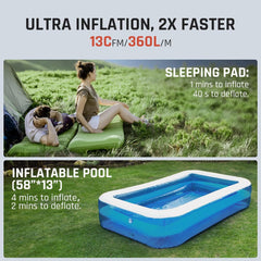 AIR 3 Air Pump for Inflatables with 2600Mah Battery, 2X Faster Inflation & Deflation, Ultra-Mini Portable Air Pump for Air Mattress, Pool Floats, Vacuum Storage Bags