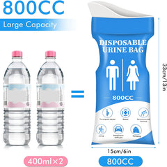 Disposable Urine Bag, 12/24 PCS Pee Bags for Travel for Women/Men, 800ML Emergency Portable Urinal Bag and Vomit Bags, Unisex Urinal Bag for Camping, Traffic Jams, Pregnant, Patient, Kids