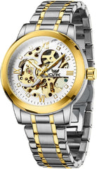 Mens Watches Automatic Mechanical Self Winding Skeleton Luxury Diamond Watch Stainless Steel Waterproof Luminous