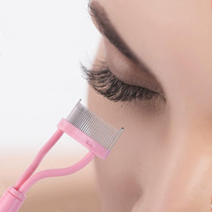 Eyelash Comb Separator  Eyelash Eyebrow Brush Mascara Brush and Comb Lash Separator with Comb Cover Arc Designed Cosmetic Brushes Tool Pink (1PCS)