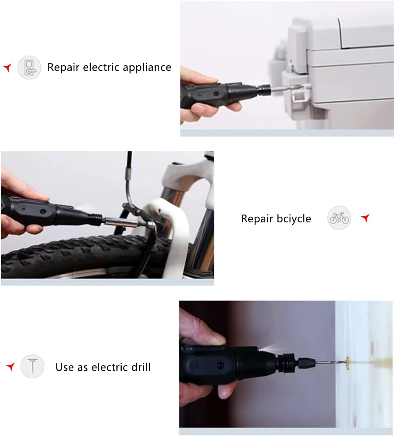 3.6V Cordless Electric Screwdriver Rechargeable Portable Mini Rotary Home Gadget，Automatic Manual All in One with LED Light and USB Charging Cable BLACK