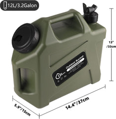 3.2 Gallon/5 Gallon Water Containers with Spigot, BPA Free Water Jug, Military Green Water Tank, Multifunction Water Storage Containers for Camping Outdoor Hiking,Emergency Stroage