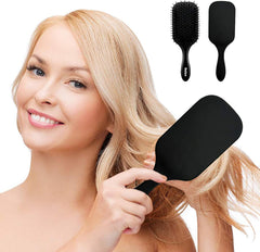 (Black) - 4Pcs Paddle Hair Brush, Detangling Brush and Hair Comb Set for Men and Women, Great on Wet or Dry Hair, No More Tangle Hairbrush for Long Thick Thin Curly Natural Hair (Black)