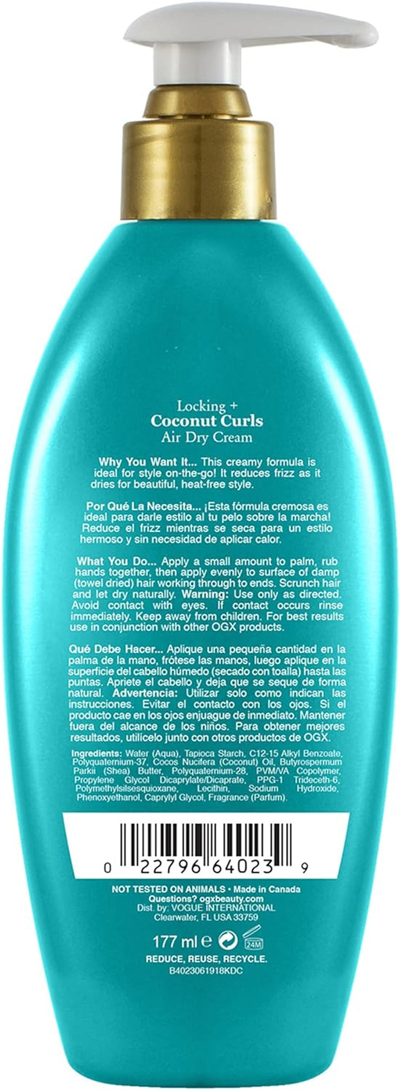 Locking + Coconut Curls Air Dry Cream, No Parabens, 6 Oz