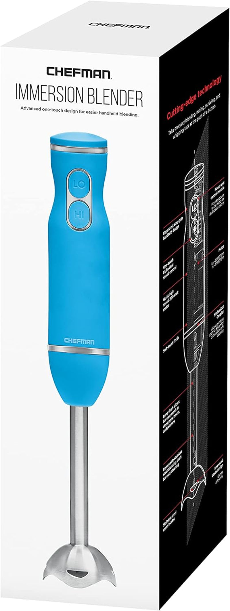 Immersion Stick Hand Blender with Stainless Steel Blades, Powerful Electric Ice Crushing 2-Speed Control Handheld Food Mixer, Purees, Smoothies, Shakes, Sauces & Soups, Sky Blue