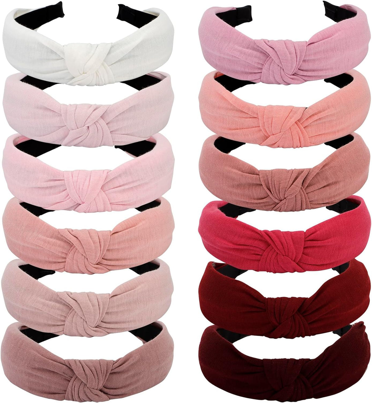 12 Pack Pink Colorful Headbands for Women Non Slip Wide Girls Knotted Headband Cute Boho Head Bands for Womens Hair Band Hair Accessories Womens Gifts Elastic Turban Fashion Headband