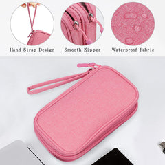 Travel Cable Organizer,Electronics Accessories Cases, All-In-One Storage Bag,[Waterproof] Accessories Carry Bag for USB Data Cable,Earphone Wire,Power Bank, Phone,Pink