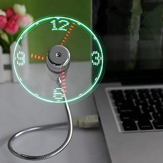 Onetwousb LED Clock Fan with Real Time Display Functionusb Clock Fansilver1 Year Warranty