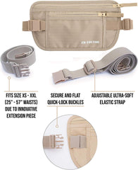 Money Belt for Travel - Hidden Travel Pouch Protect Your Credit and Money with RFID Blocking Passport Holder Waist Wallet (Khaki)